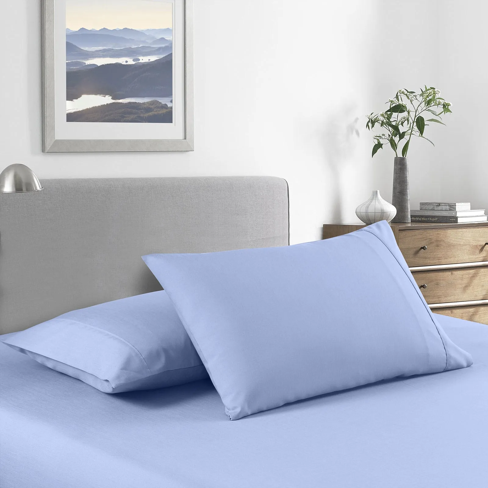 2000 Thread Count Bamboo Cooling Sheet Set | Ultra Soft Bedding | King | Light Blue