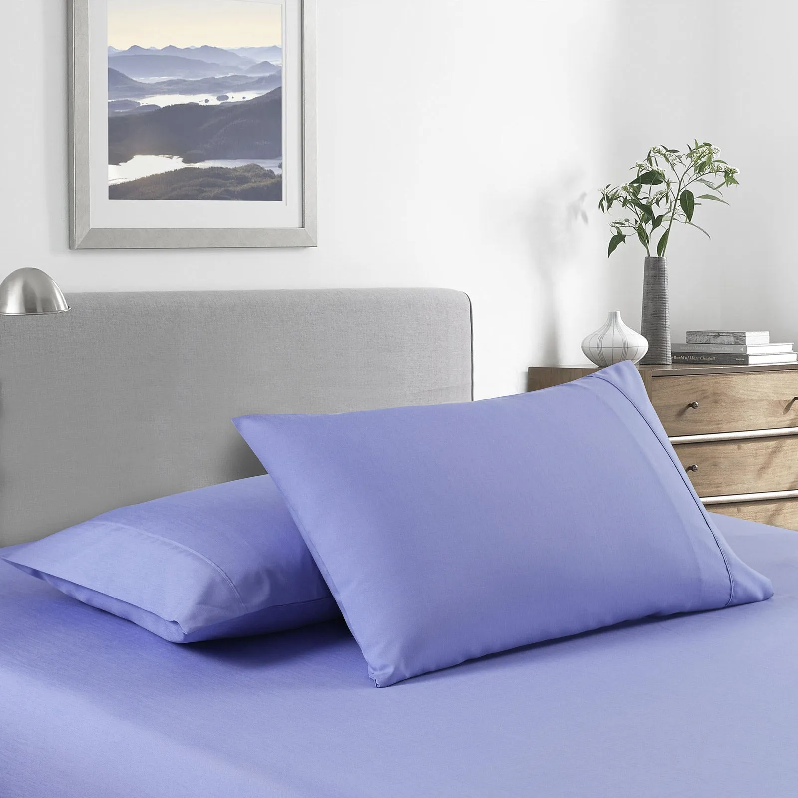 2000 Thread Count Bamboo Cooling Sheet Set | Ultra Soft Bedding | King | Mid Blue