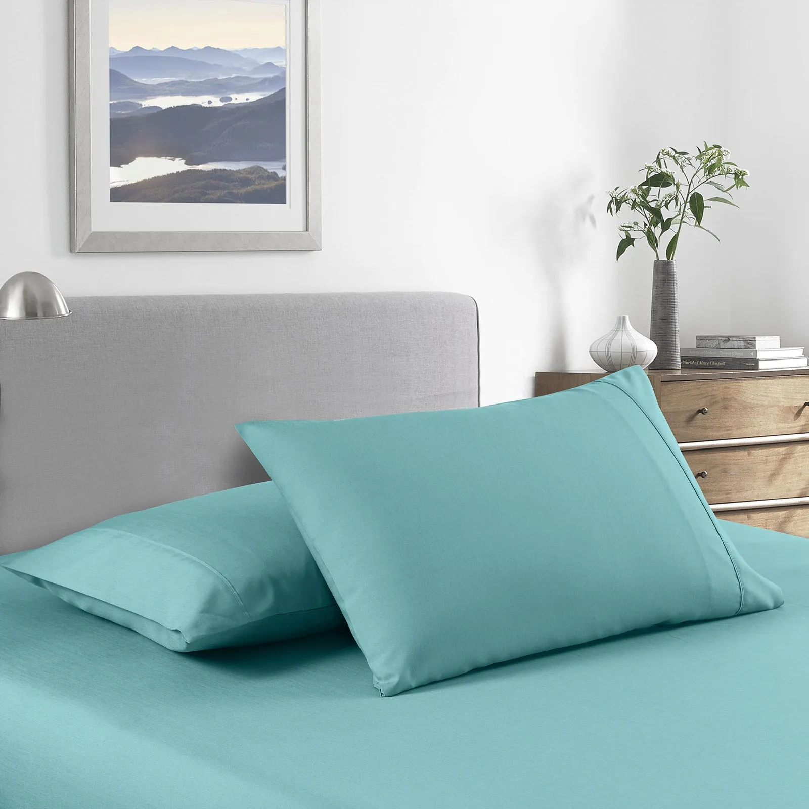 2000 Thread Count Bamboo Cooling Sheet Set | Ultra Soft Bedding | Single | Aqua