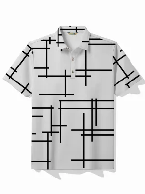 Alohadaddy 50‘s Retro Medieval Geometry Polo Shirt Stretch Comfortable Camp Pullover Polo Shirt Big Tall