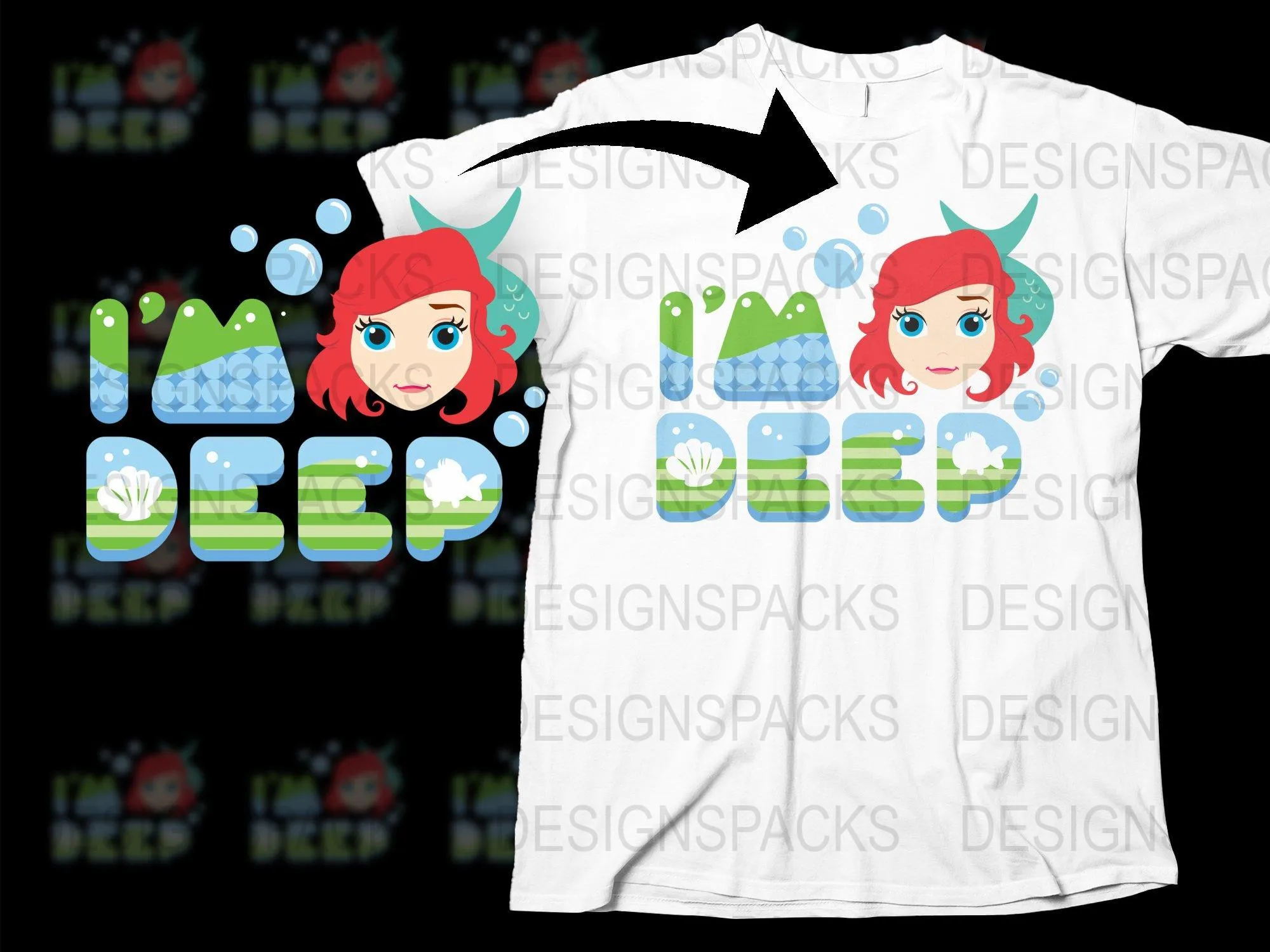 Ariel Inspired I'm Deep Graphic Png Digital Download