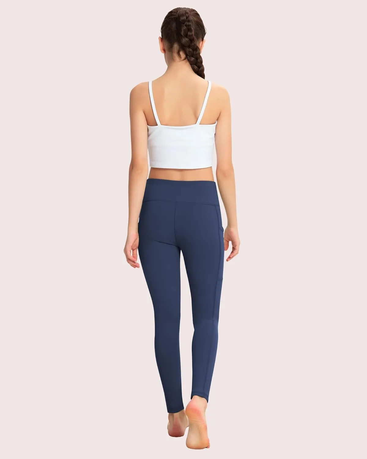ATHVOTAR Girls Leggings with Pockets: High Waisted Yoga Workout Athletic Dance Running Pants 4 Packs
