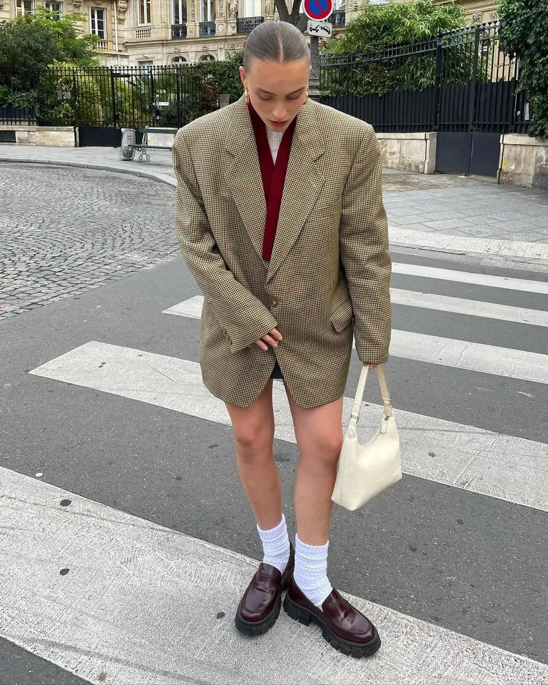 Back To School Joskaa Casual Plaid Single Breasted Classic Women's Suit Jacket Chic Long Sleeved Flip Pocket Lapel Coats New Office Commute Outerwear