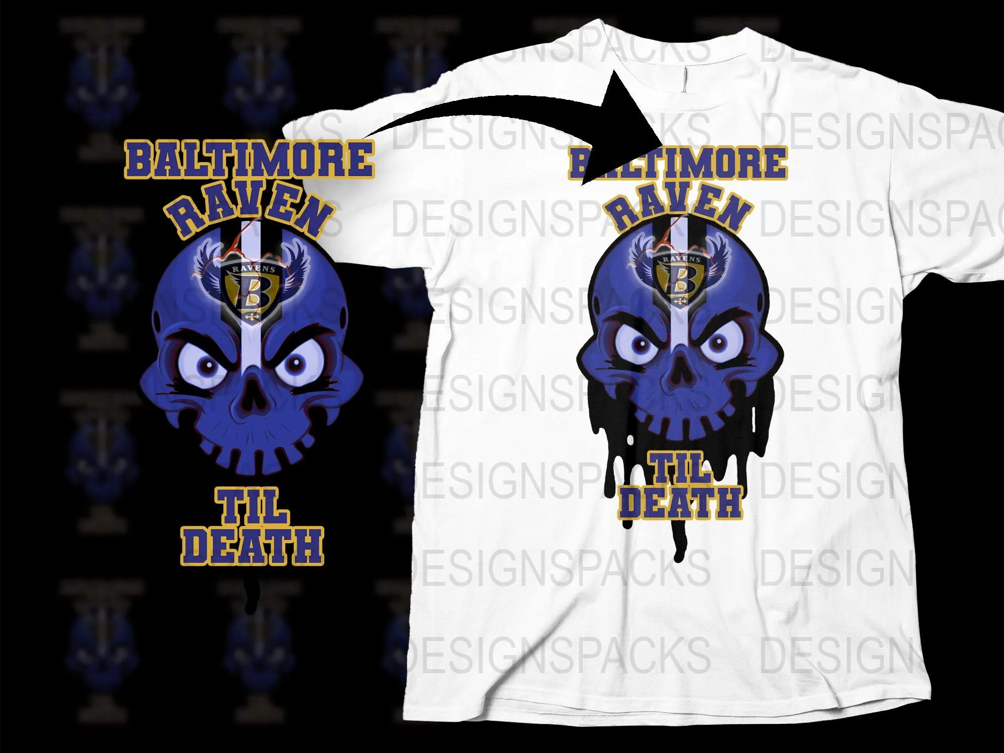 Baltimore Ravens Skull Design Til Death Png Digital Download