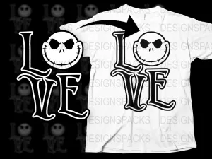Black Jack Skellington Halloween Love The Nightmare Before Christmas Graphic Png Digital Download