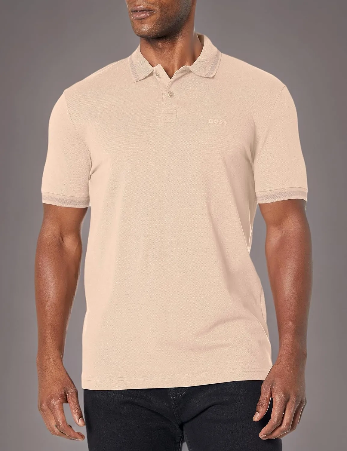 BOSS Men's Classic Fine Pique Tonal Logo Polo Shirt