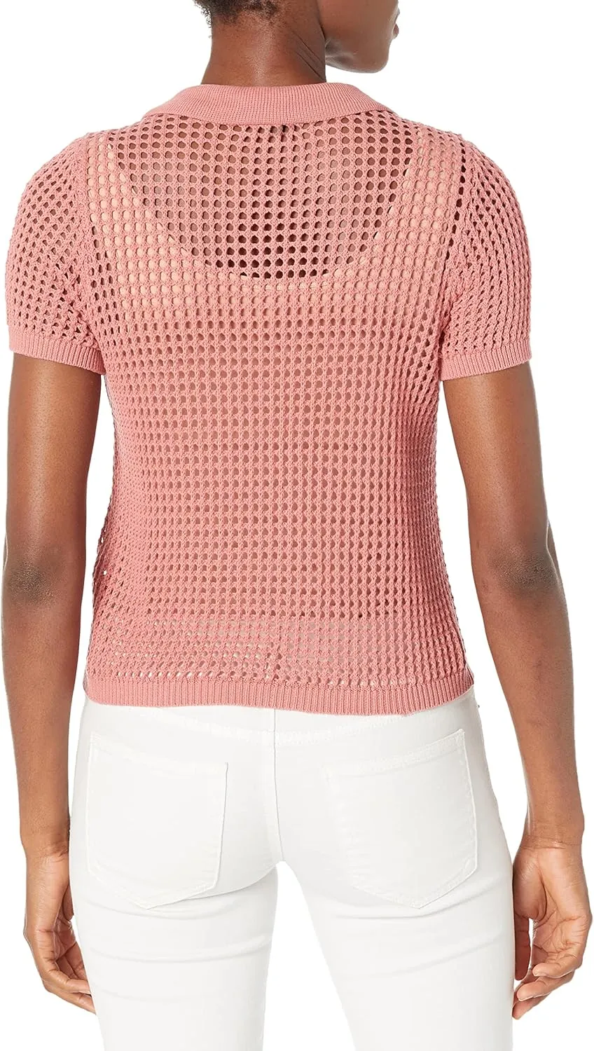 Calvin Klein Women's Open Stitch Cap Sleeve Polo Shirt