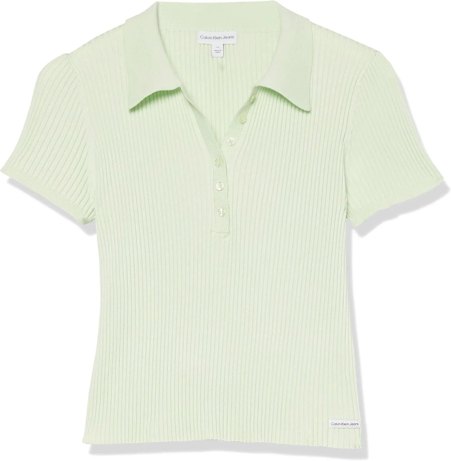 Calvin Klein Women's Regular Ribbed Cap Sleeve Polo Shirt