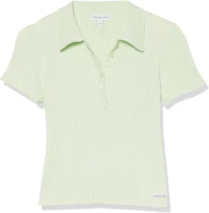 Calvin Klein Women's Regular Ribbed Cap Sleeve Polo Shirt