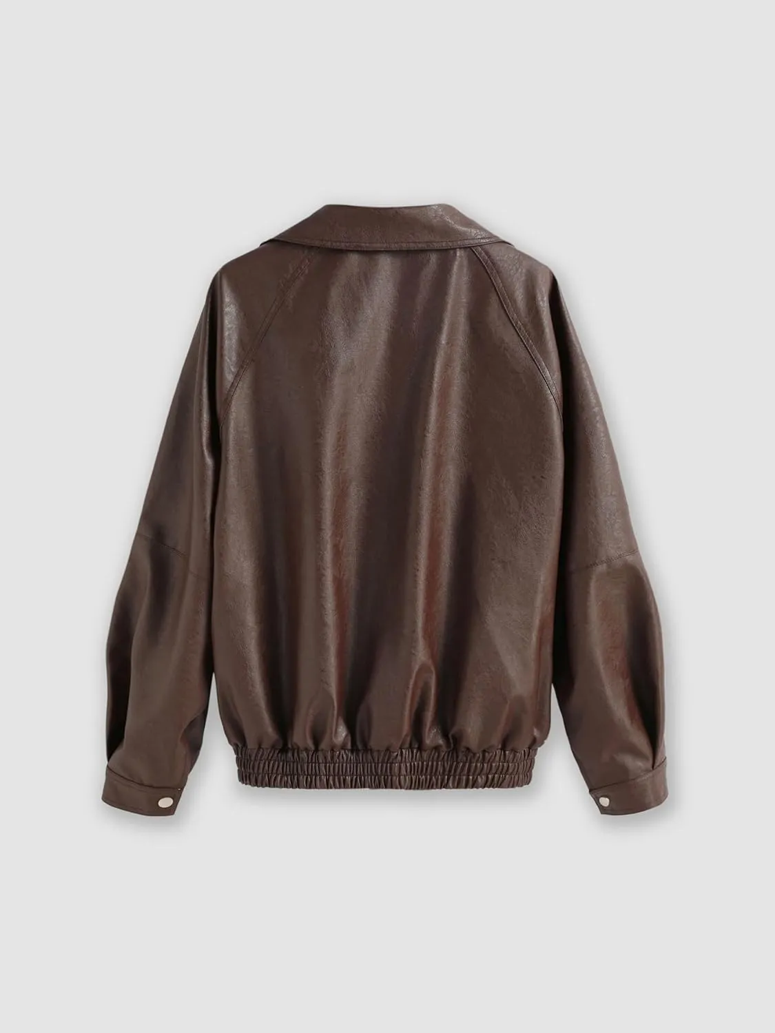 CIDER Faux Leather Zipper Jacket Women's Faux Leather Long Sleeve Zipper Jacket Trendy Cool Casual