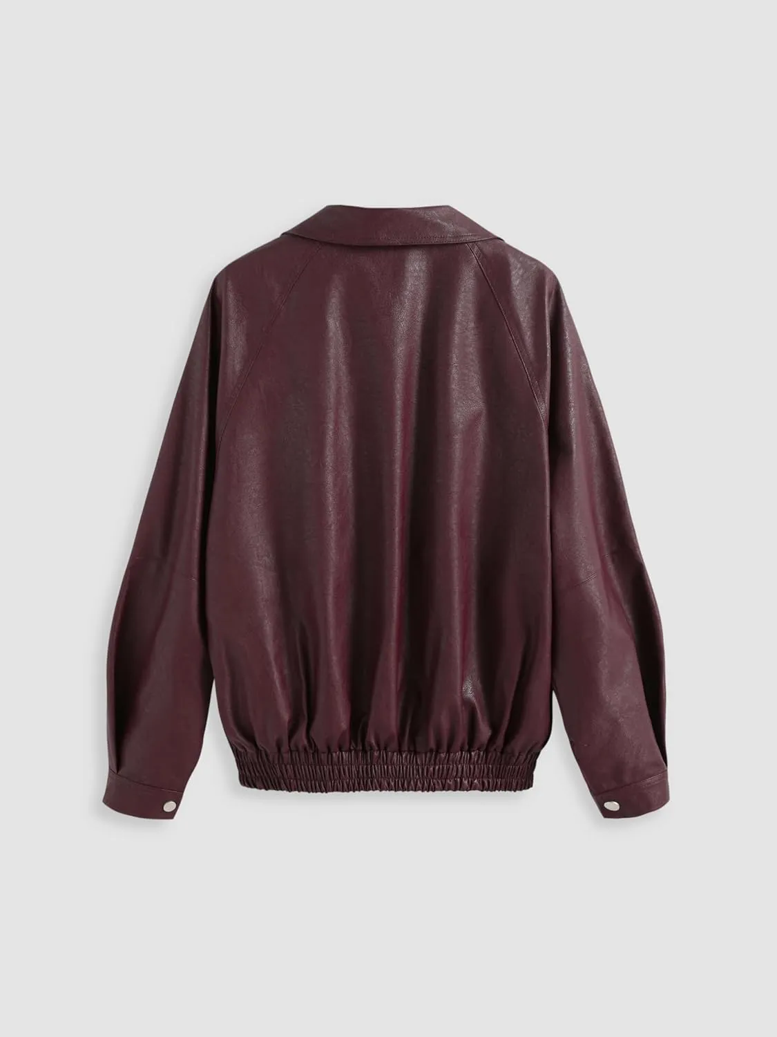 CIDER Faux Leather Zipper Jacket Women's Faux Leather Long Sleeve Zipper Jacket Trendy Cool Casual