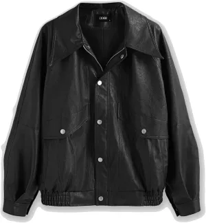 CIDER Faux Leather Zipper Jacket Women's Faux Leather Long Sleeve Zipper Jacket Trendy Cool Casual