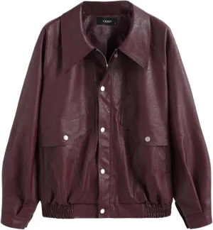 CIDER Faux Leather Zipper Jacket Women's Faux Leather Long Sleeve Zipper Jacket Trendy Cool Casual