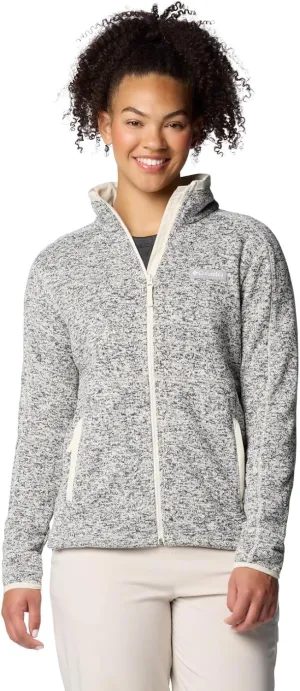 Columbia Womens Sweater Weather II Full Zip Fleece Jacket, Chalk Heather, Large