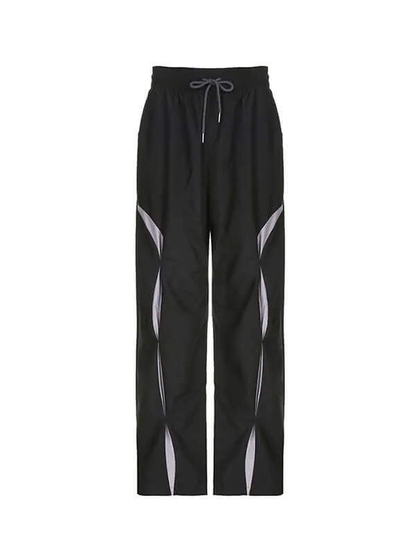 Cool Elastic Waist Color Block Cozy Pants