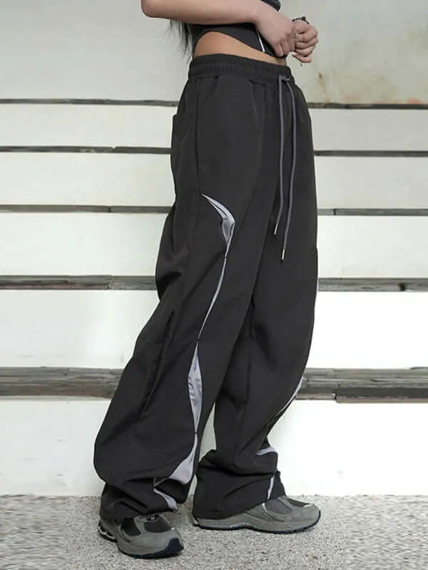 Cool Elastic Waist Color Block Cozy Pants