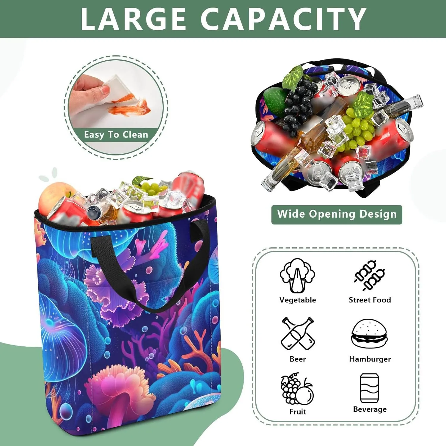 Cute Sloth Soft Cooler Bag 36 Cans, Lunch Bag Women Insulated, 13.8''x5.9''x16.5