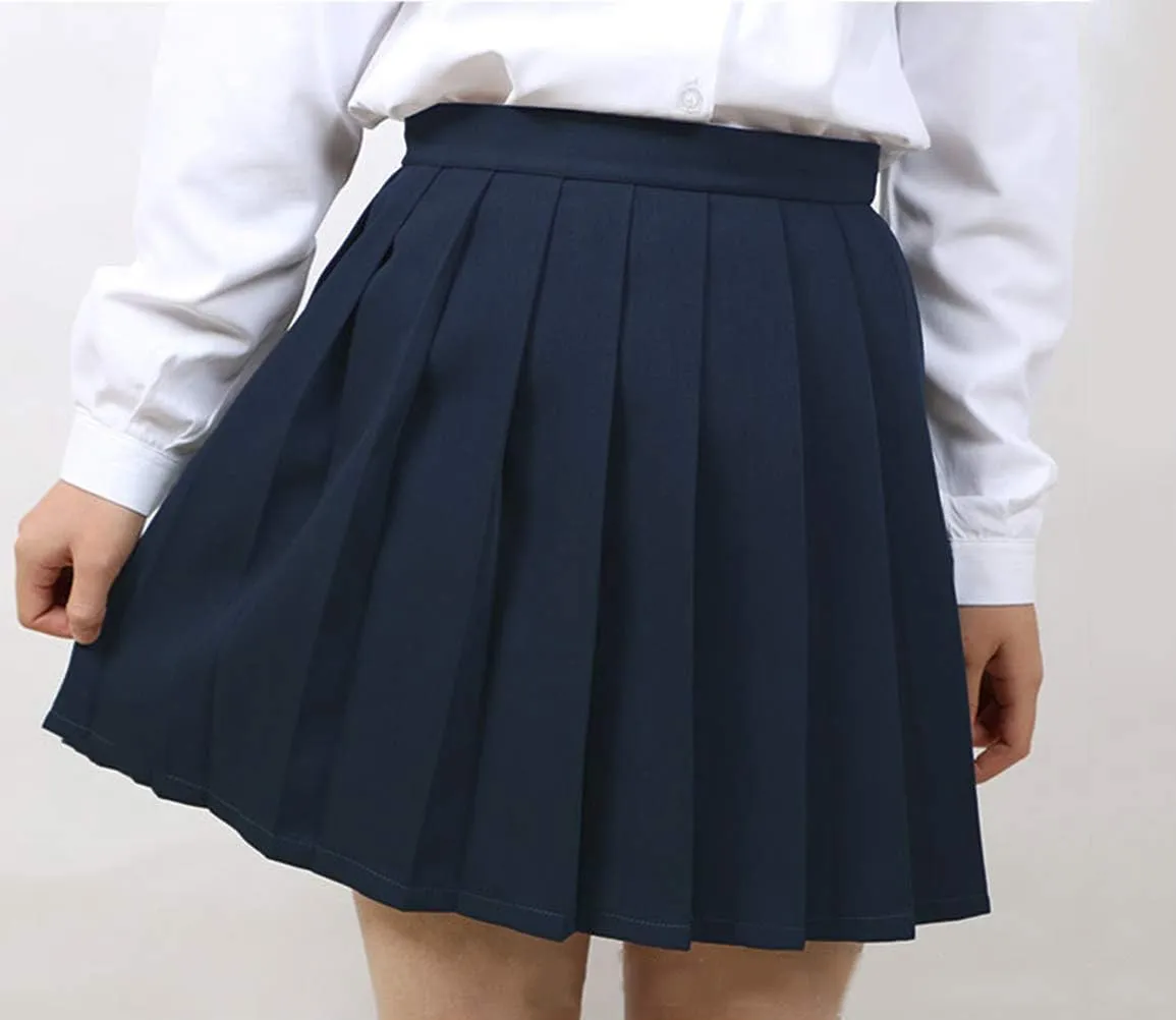 DCUTERQ Women's High Waisted Pleated School Skirt High Waisted Girl Uniform Mini Casual Skirts A-line Skorts
