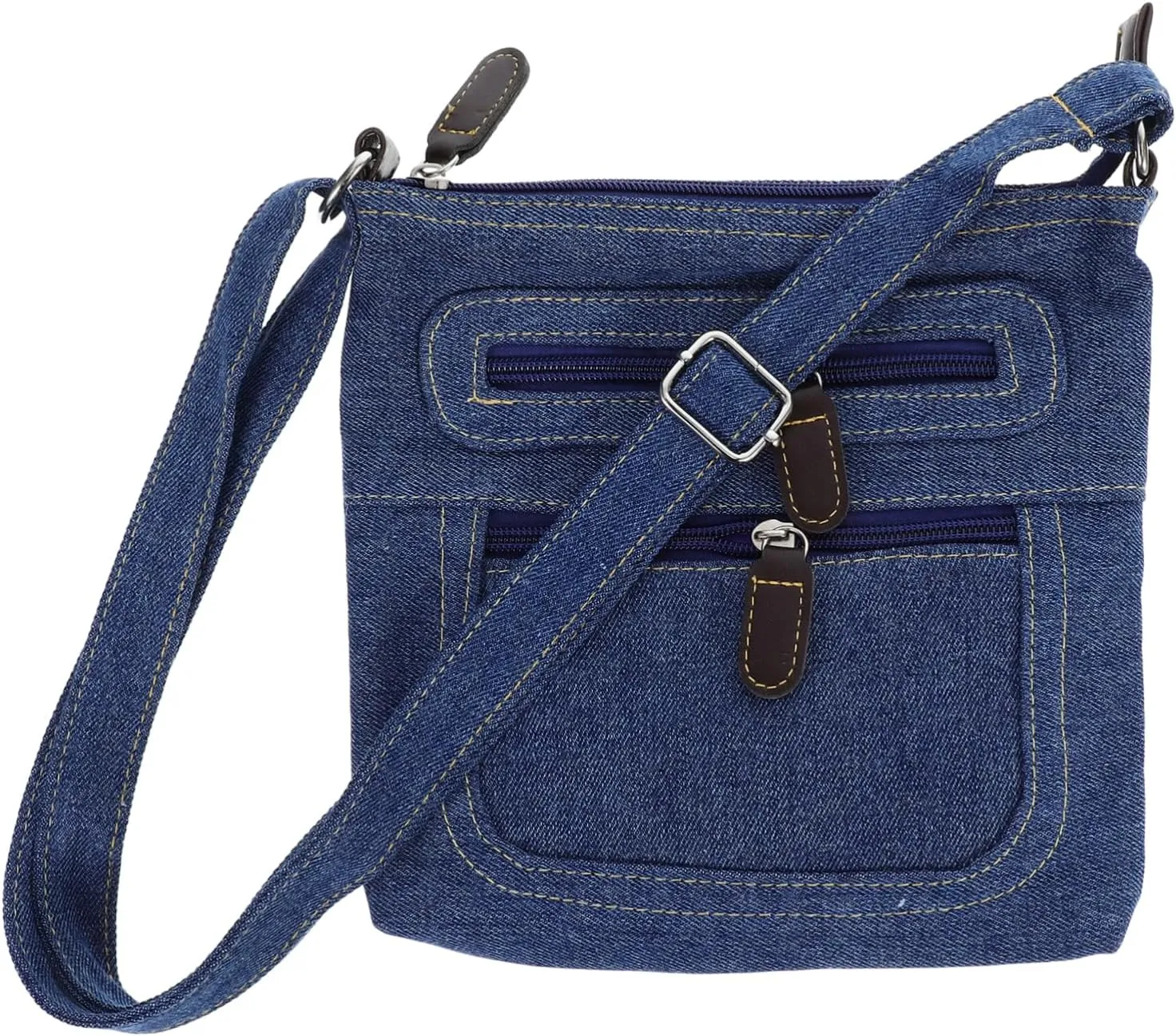 Denim Shoulder Bag Casual Square Bag Zippered Pockets Perfect for Day Out