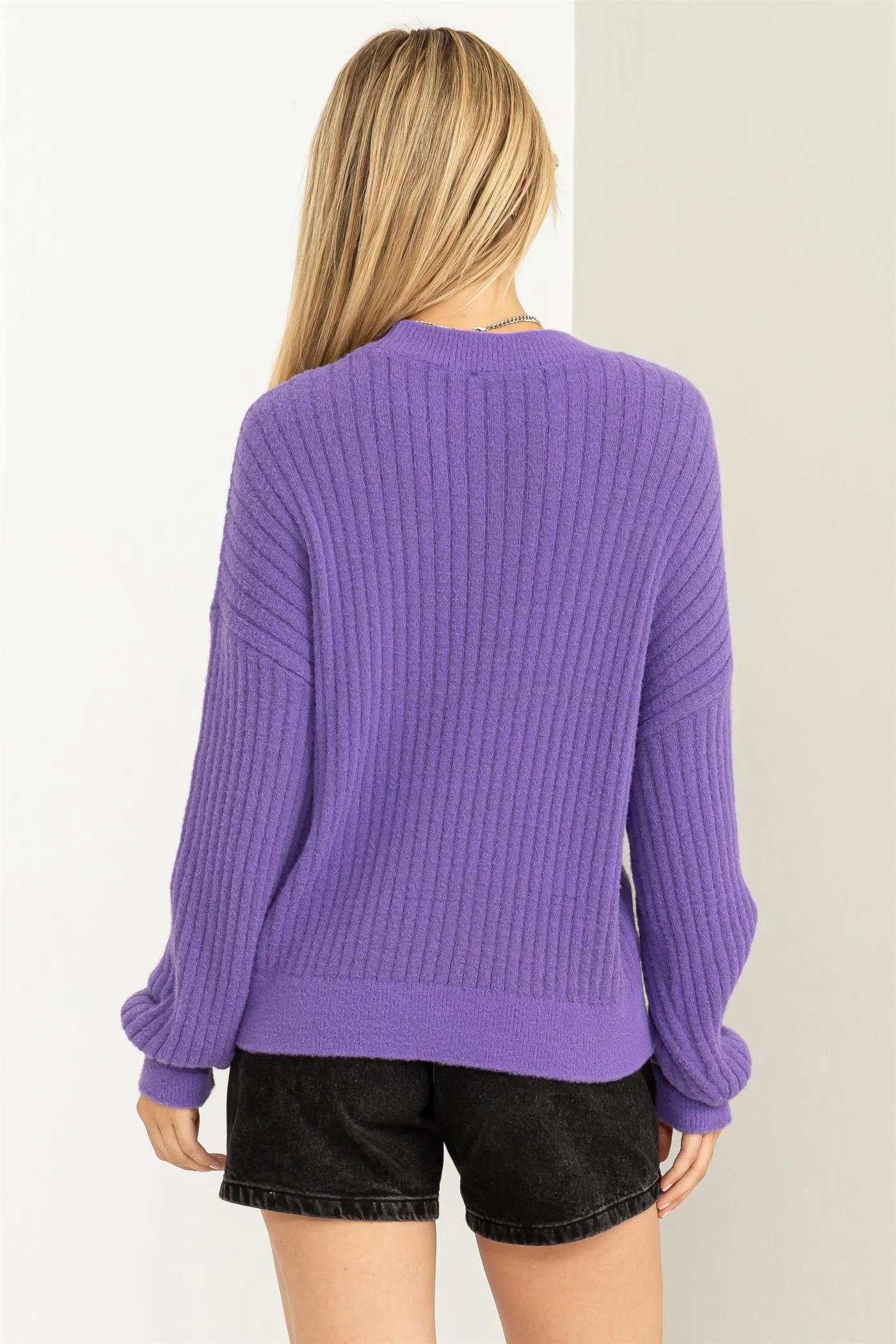 DZ23F783-Crew Neck Ribbed Sweater