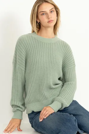 DZ23F783-Crew Neck Ribbed Sweater
