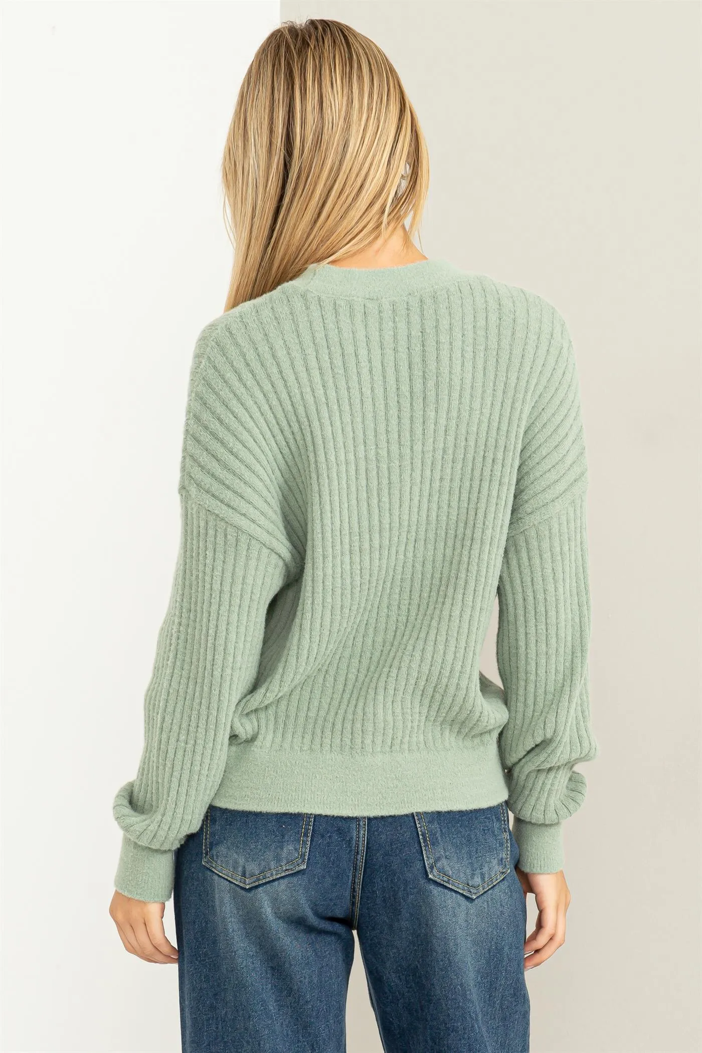 DZ23F783-Crew Neck Ribbed Sweater