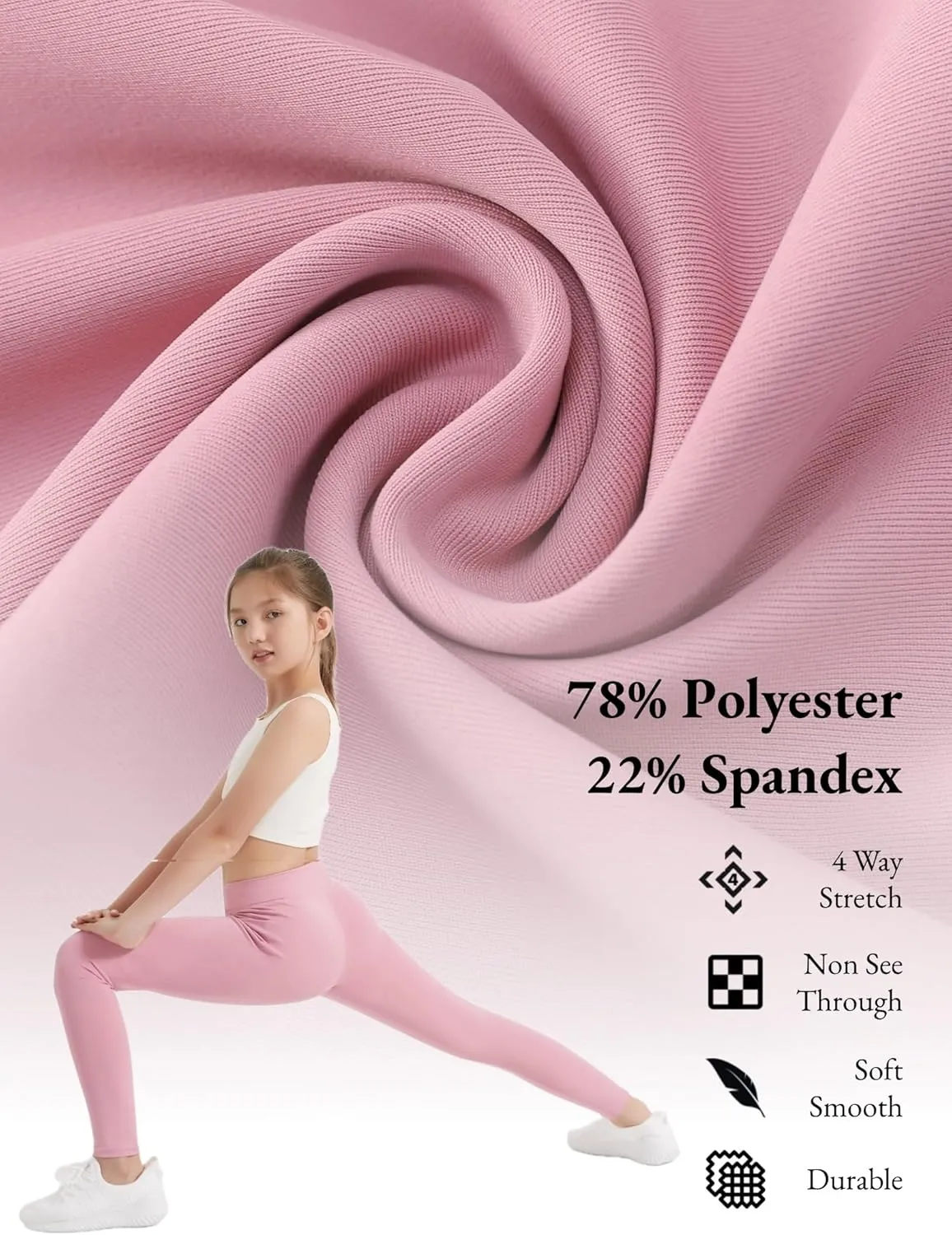 EXARUS 4 Pack Girls Leggings Kids Yoga Pants Crossover V Waist Ankle/Full Length High Waisted for School Casual Dance