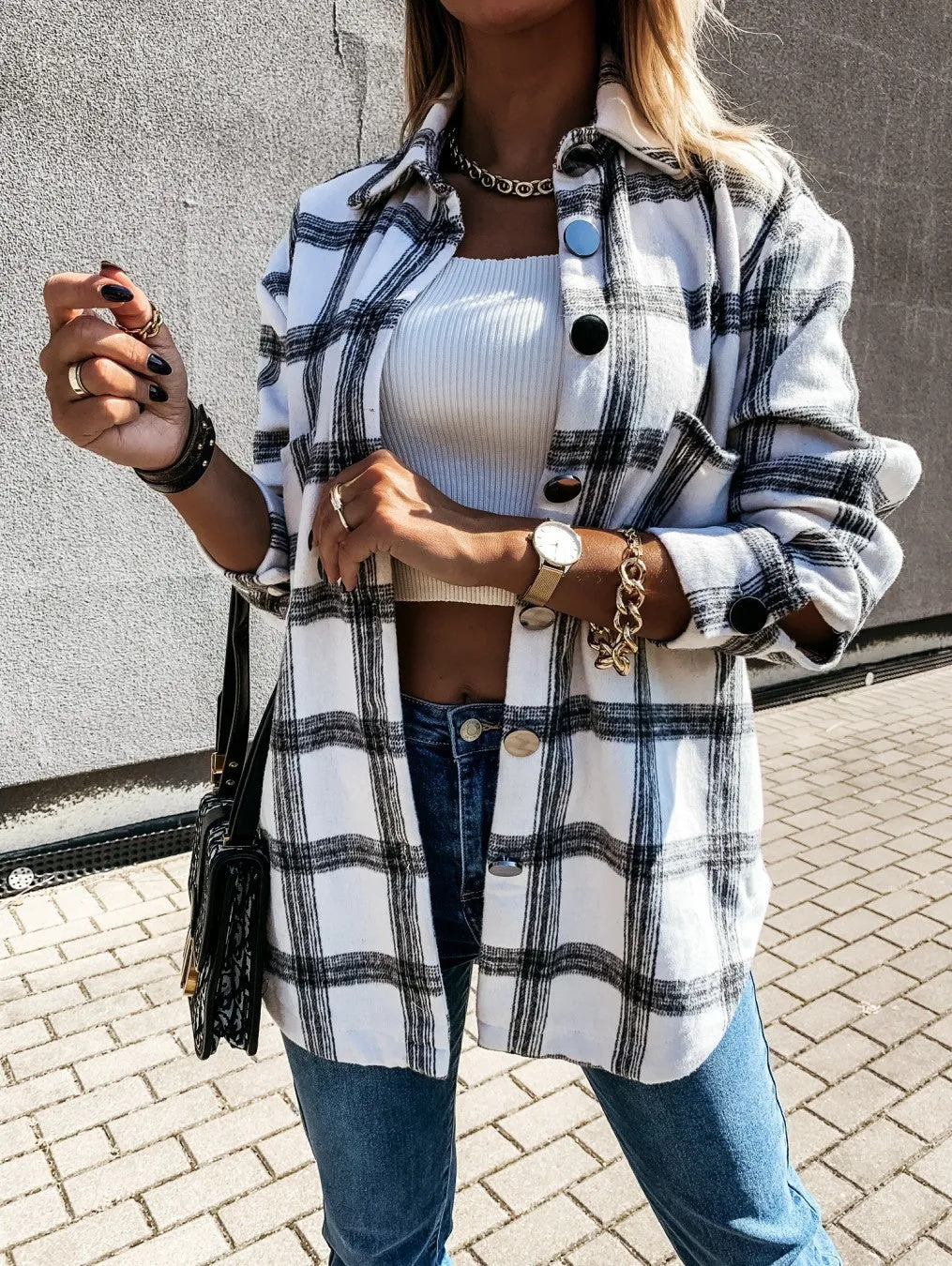 Fashion Tartan Jacket Wholesale Women Clothing