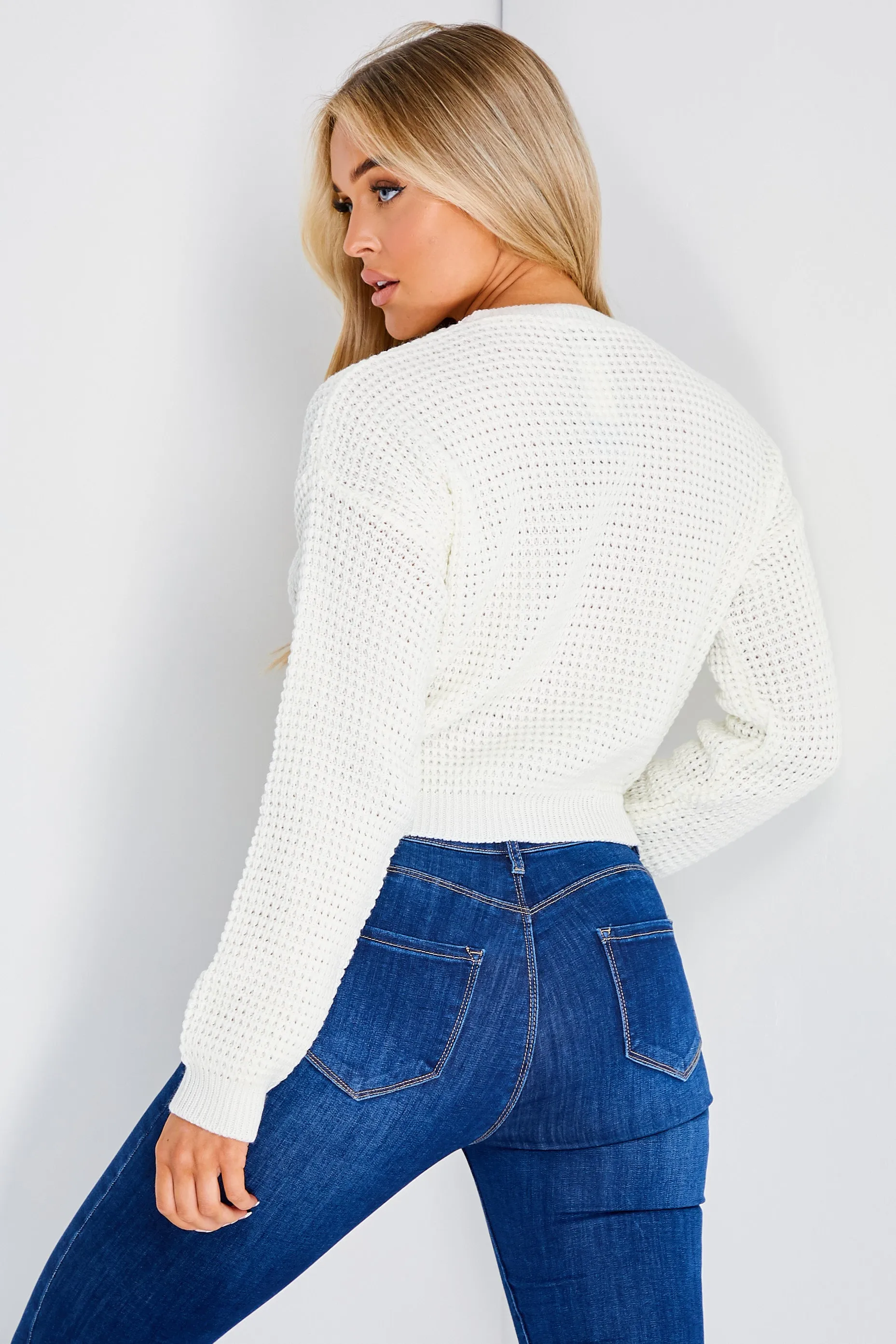 Genevieve Cream Knitted Cropped Jumper