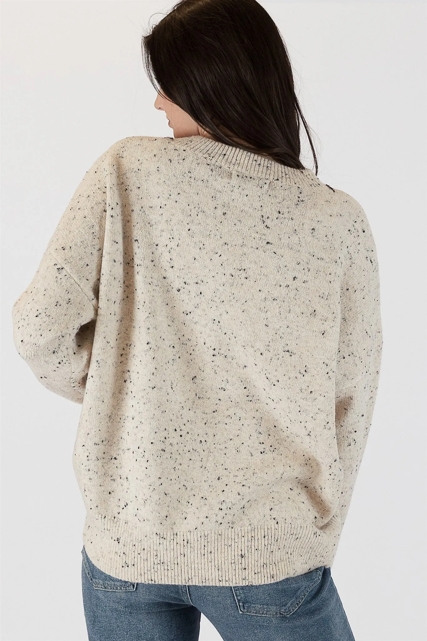 HEART FLECK SWEATER - OAT
