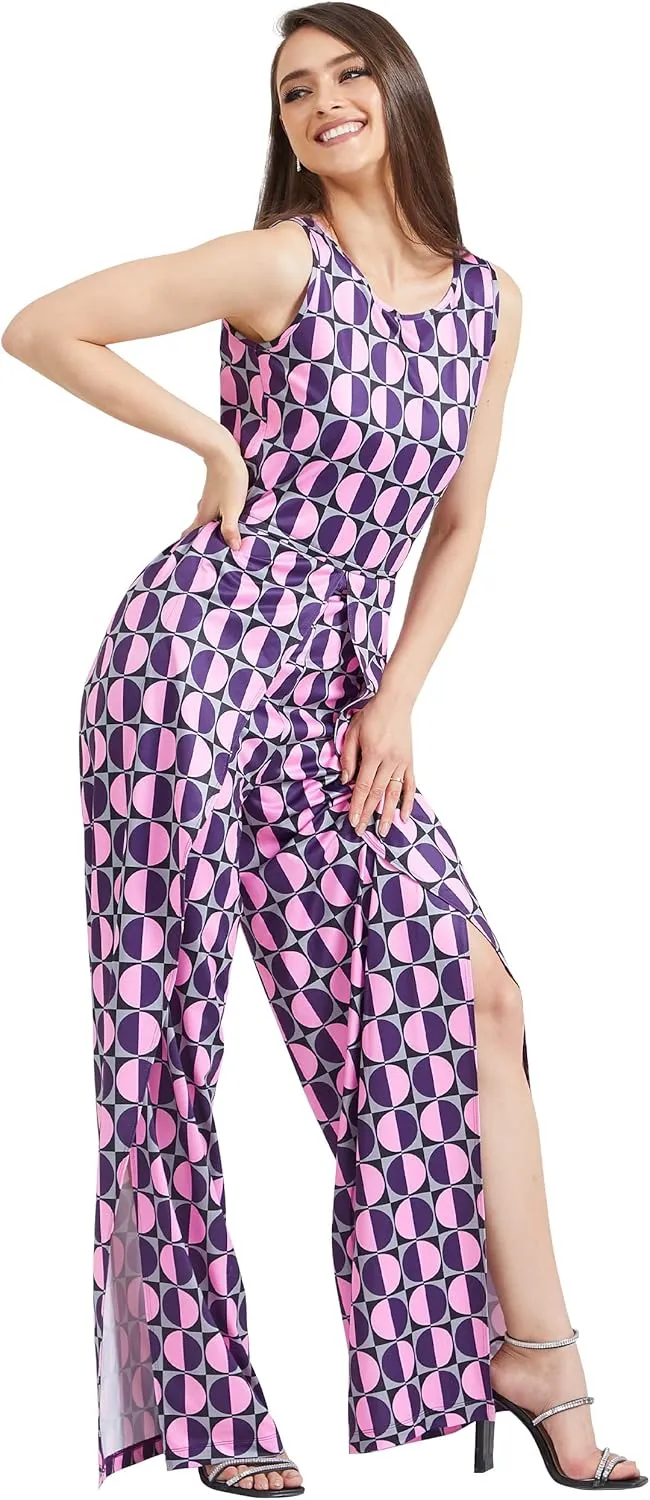 KOH KOH Womens Floral Print Sleeveless Wide Leg One Piece Romper Playsuit Jumper