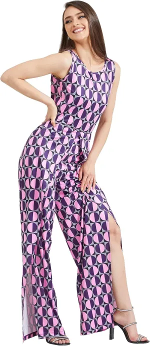 KOH KOH Womens Floral Print Sleeveless Wide Leg One Piece Romper Playsuit Jumper