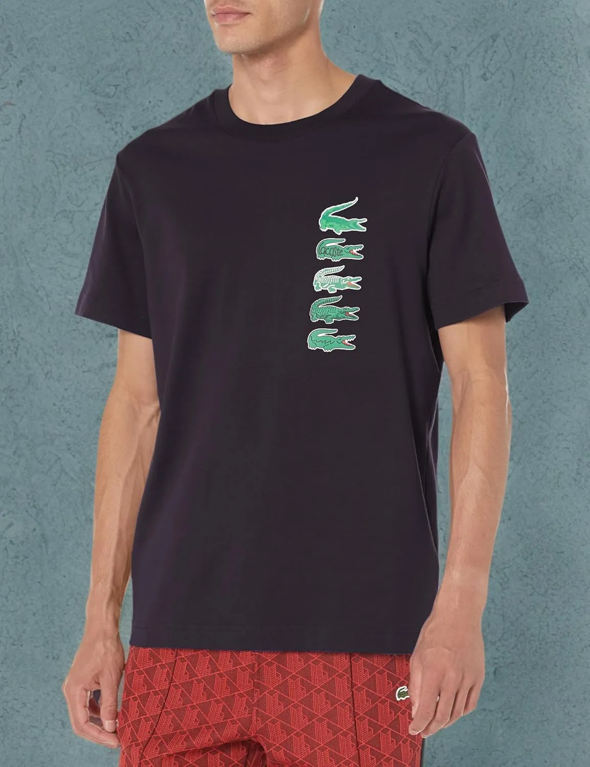 Lacoste Mens Short Sleeve Stacked Timeline Croc T shirt