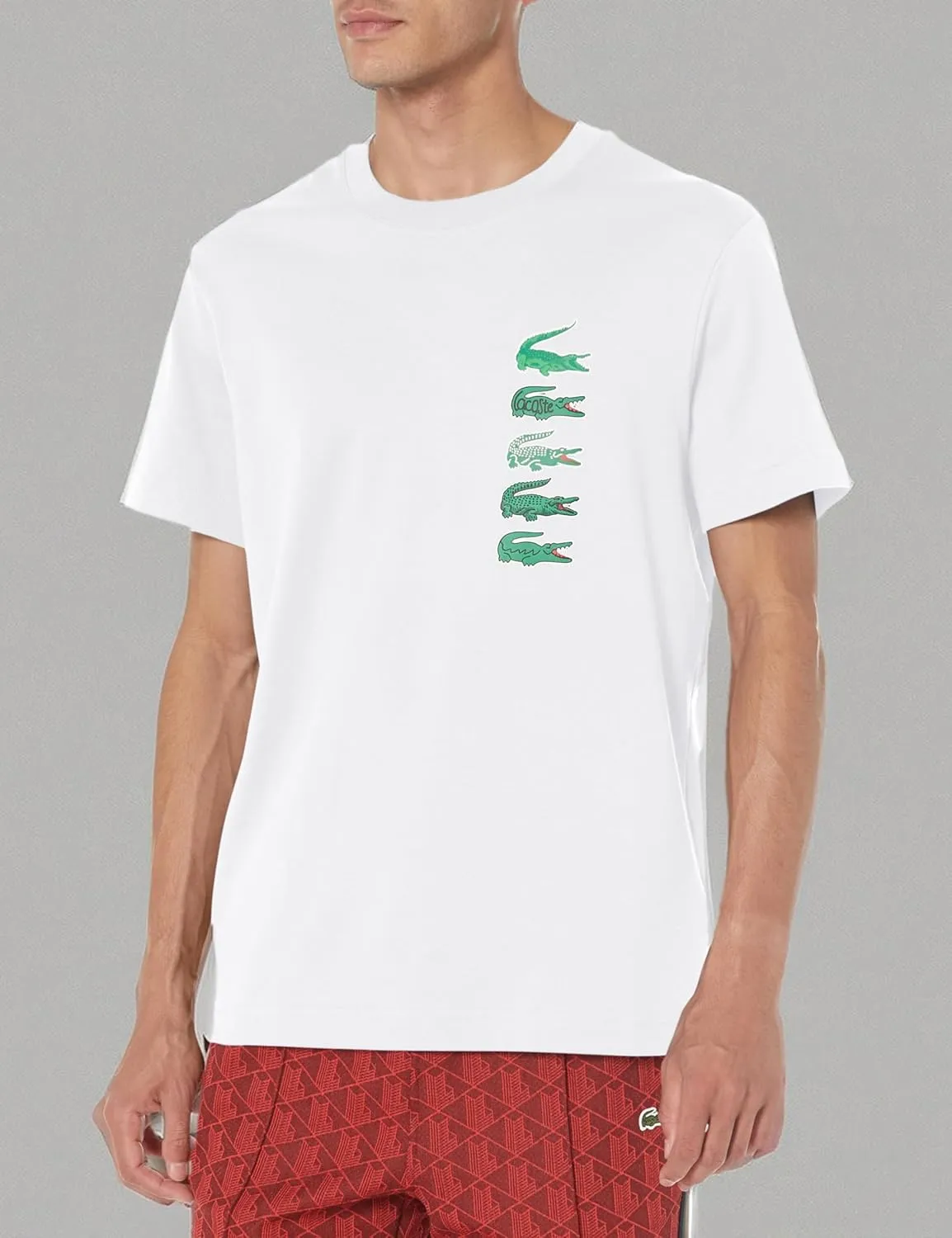 Lacoste Mens Short Sleeve Stacked Timeline Croc T shirt