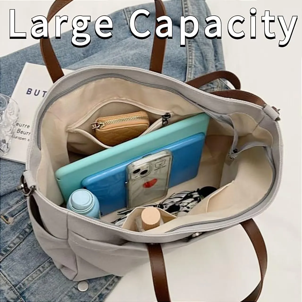 Large Tote Bag for Women Nurse Laptop Grocery Art Bag Utility Shoulder Diaper Teacher Daily Work Gym Beach Travel Tote