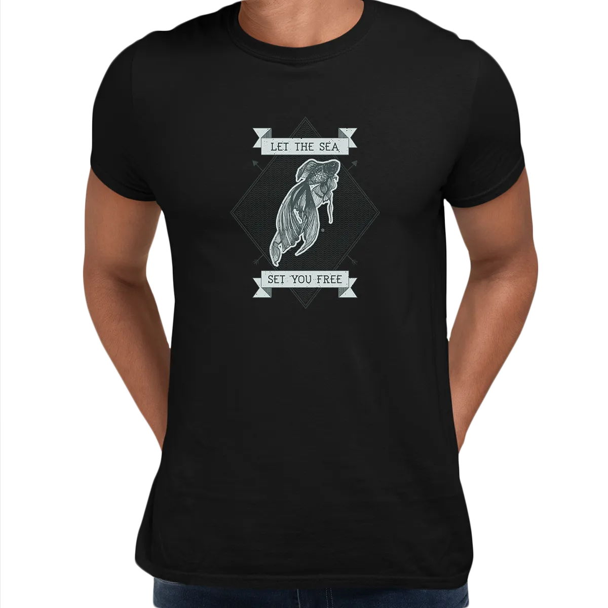 Let the sea set you free Fish Ocean Scuba Diving Sailor Unisex T-shirt