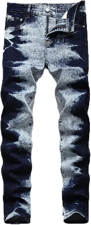 LONGBIDA Men's Slim Fit Skinny Jeans Two Tone Patchwork Designer Stretch Regular Denim Pants