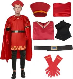 Lord Farquaad Costume Halloween Lord Farquaad Cosplay Red Cloak Top Costumes Robe Cape Clothes Full Set