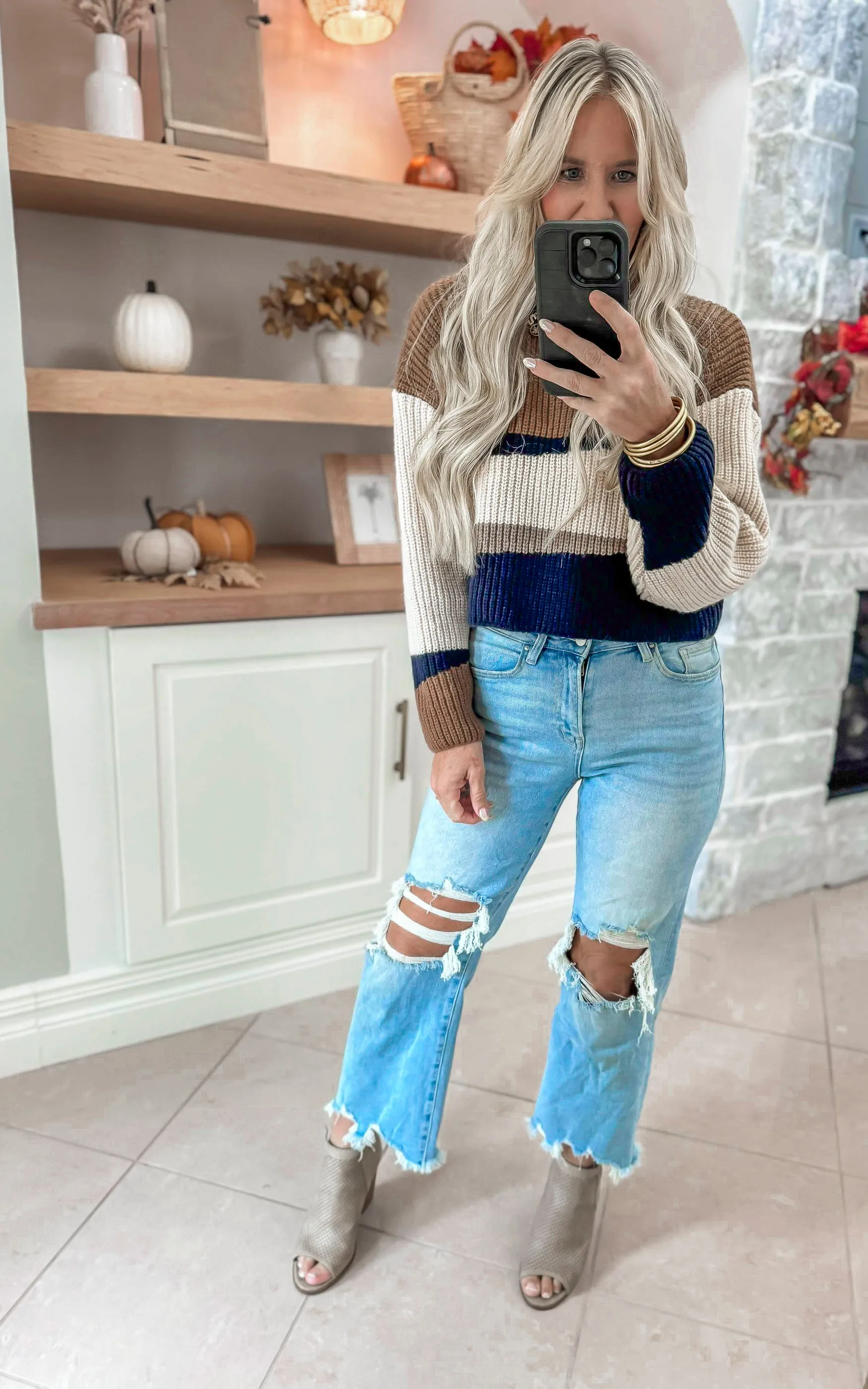 Maple Lane Colorblock Cropped Sweater - Final Sale