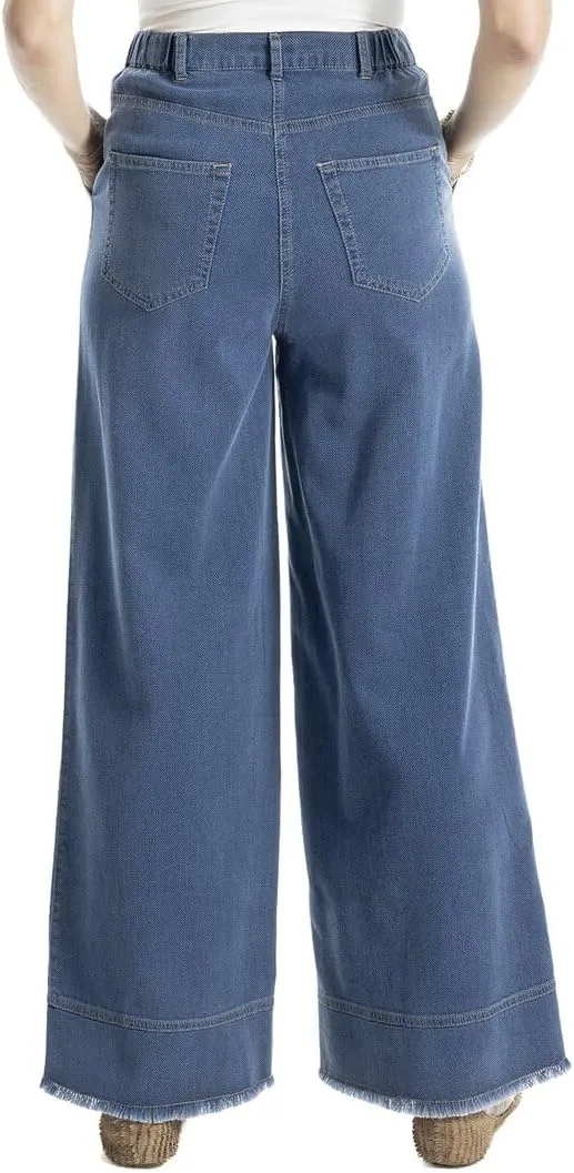 Max Studio Elastic Waist Wide Leg Pant with Pockets