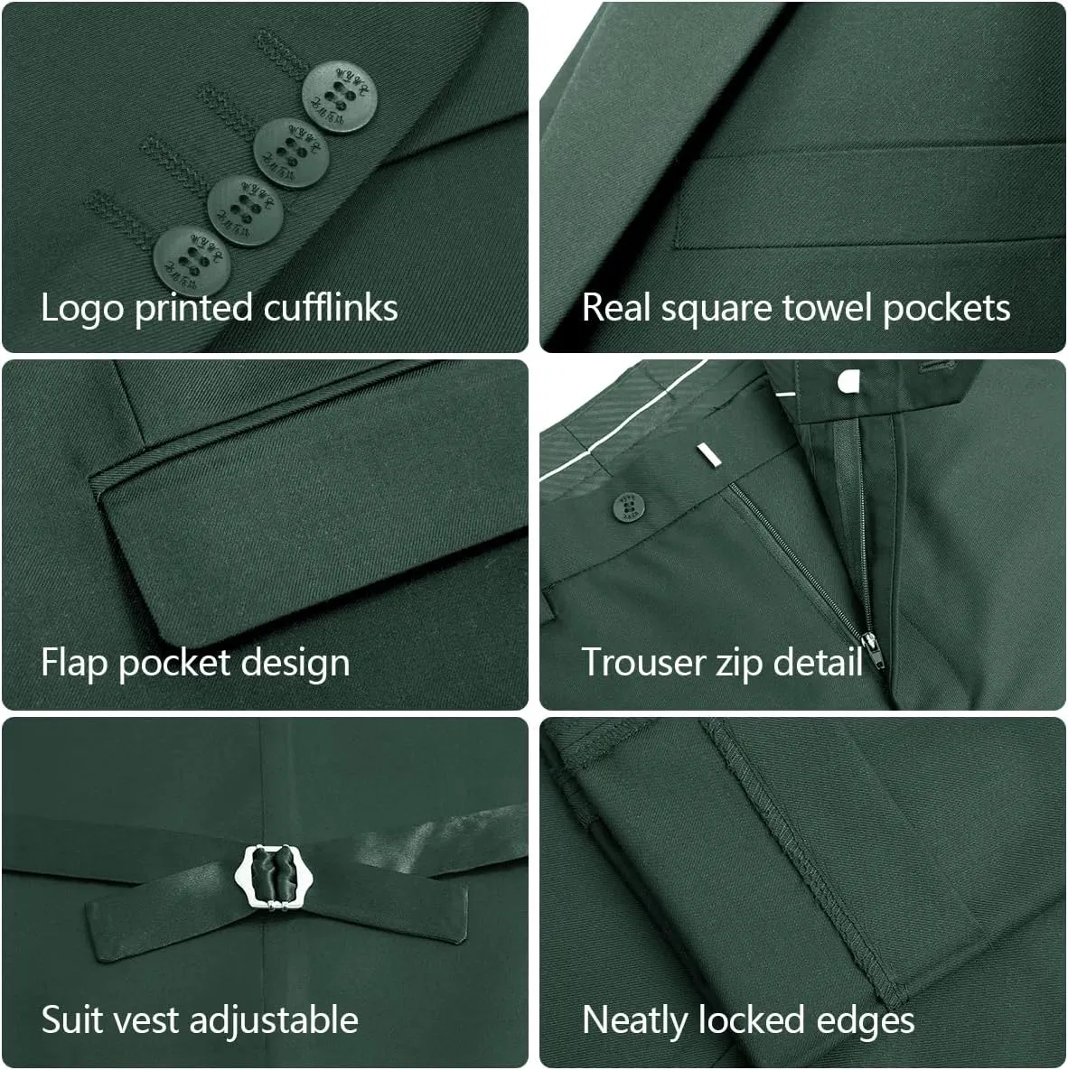 Men's 3-Piece Suit Slim Fit Suit Jacket Single Button Banquet Prom Wedding Suit Jacket Vest Pants and Bow Tie Set
