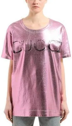 Metallic Faded Logo Print T-Shirt