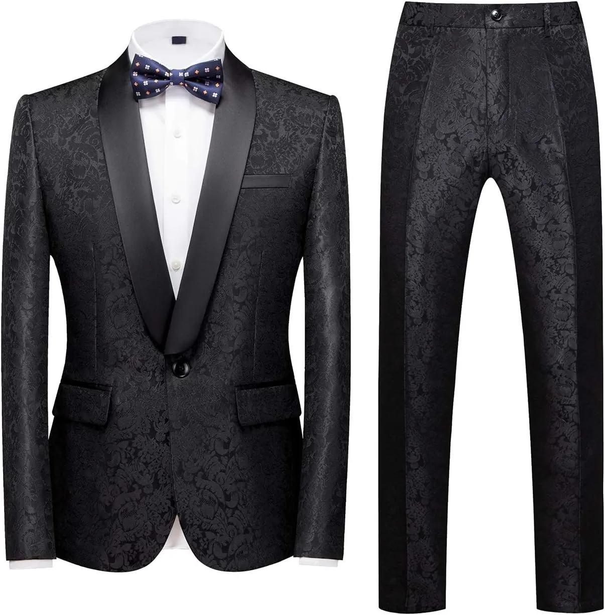 MOGU Mens 2 Piece Suit Slim Fit Shawl Lapel Tuxedo for Daily Business Wedding Party (Suit Jacket   Pants)