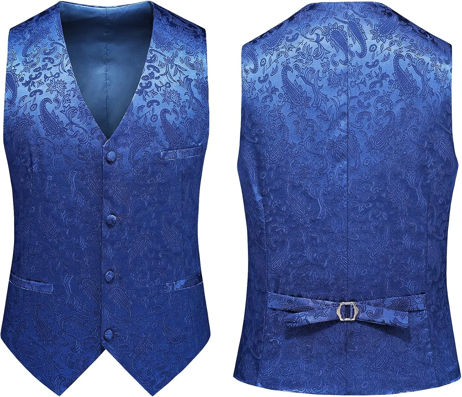 MOGU Mens 3 Piece Tuxedo Slim Fit Jacquard Floral Vintage Groomsmen Wedding Prom Suit