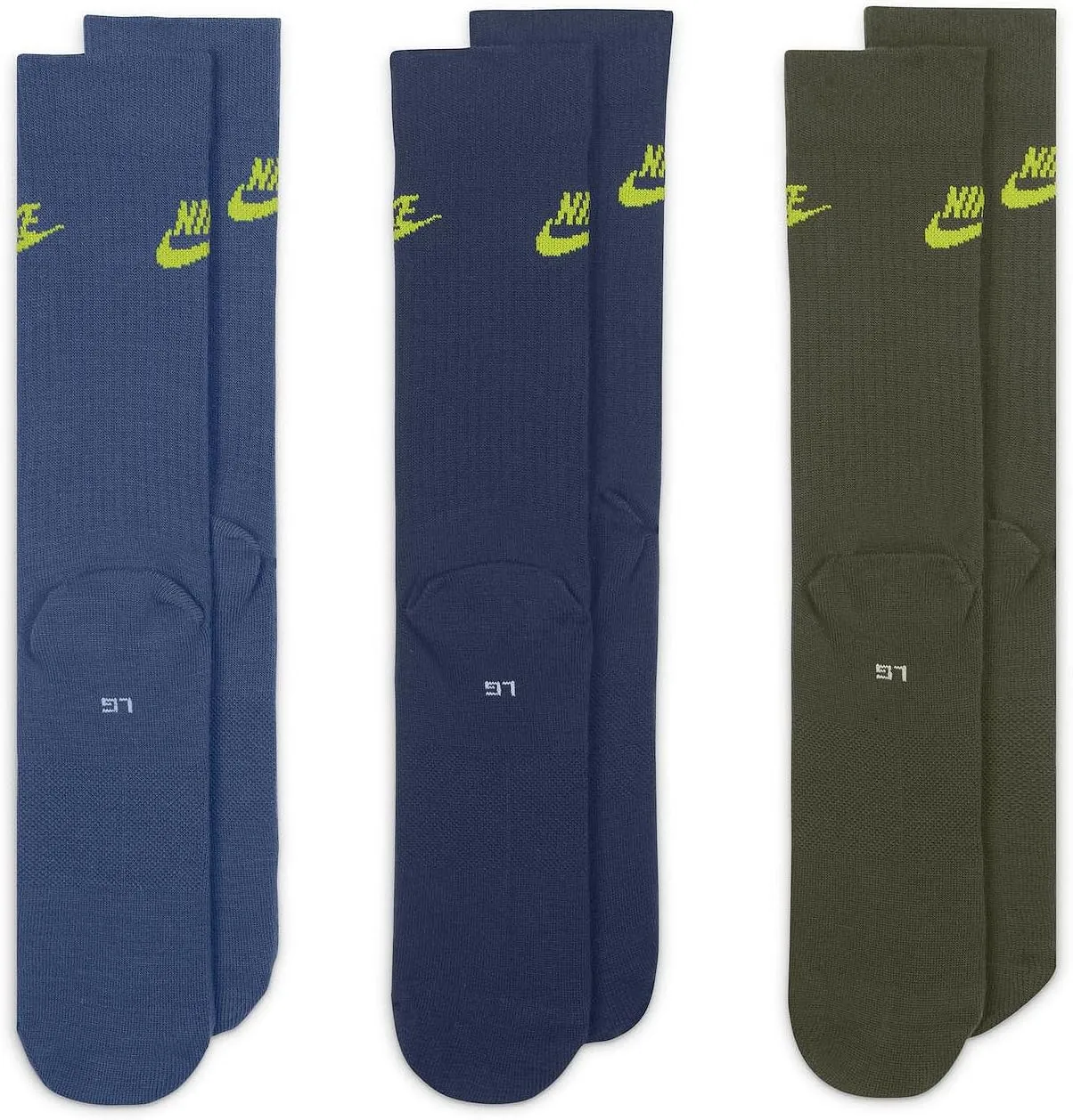 Nike Unisex Sportswear Everyday Essential Crew Socks 3 Pairs (B(DX5025-902)/G, Large)
