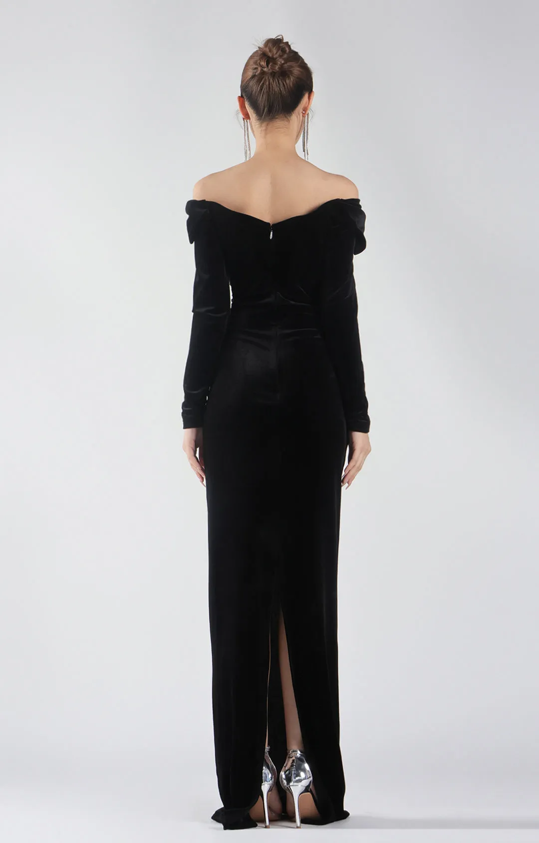 Off-Shoulder Long Bodice Sleeves Appliqued Dresses