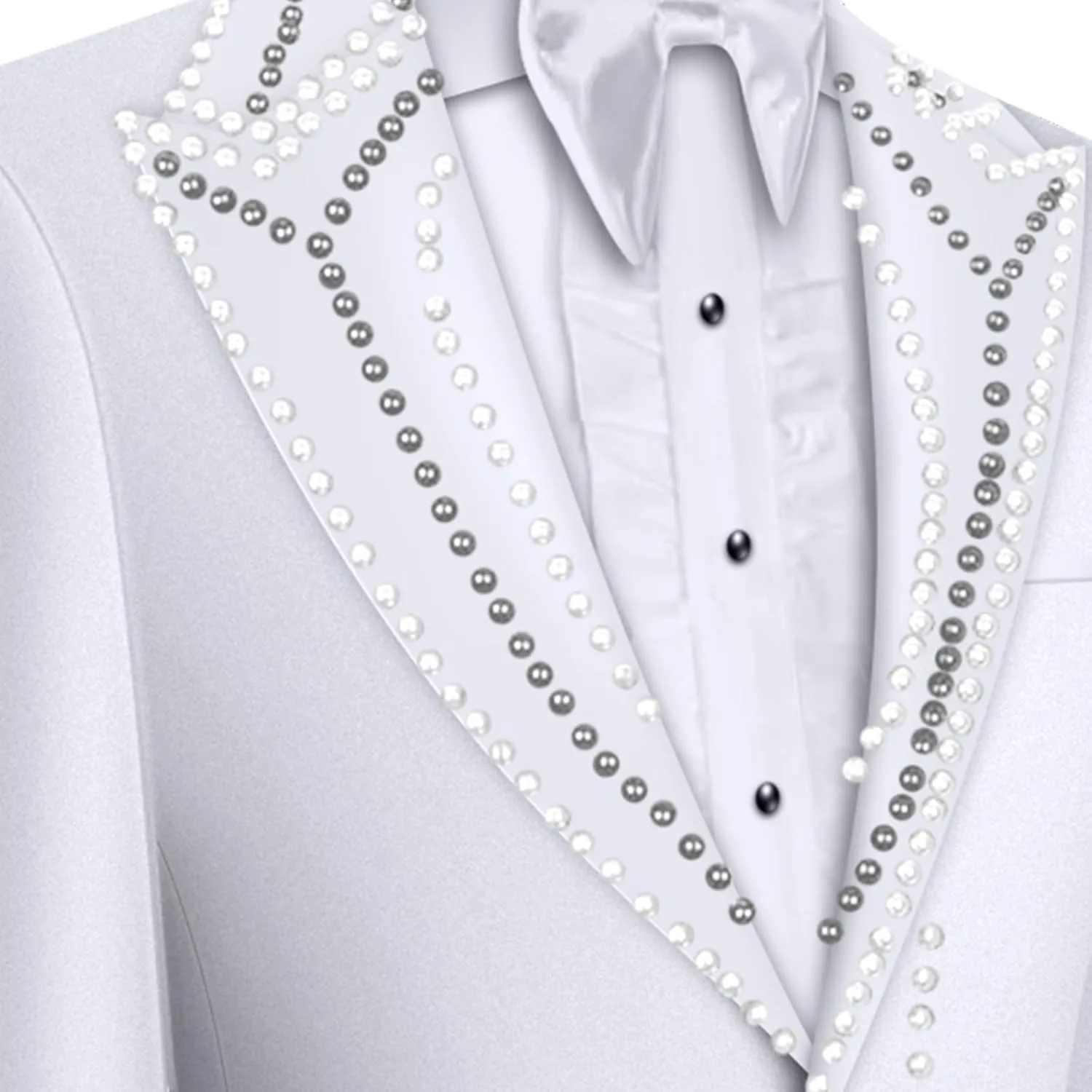 Oliexbley Men's 2 Piece Suits Beads One Button Dress Suit Slim Fit Tuxedo Jacket Blazer Pants Set for Wedding Business Prom