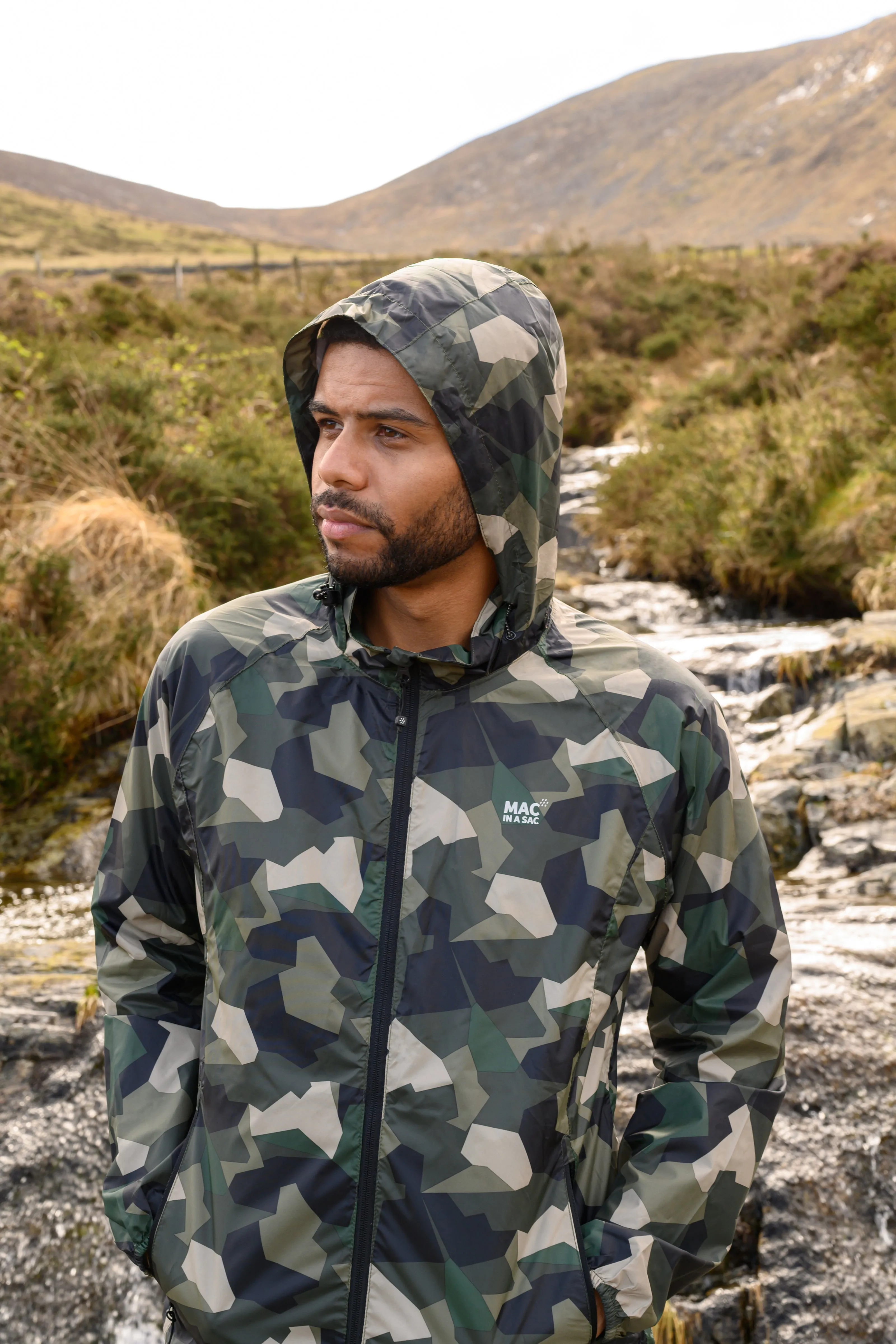 Origin Packable Waterproof Jacket - Green Camo