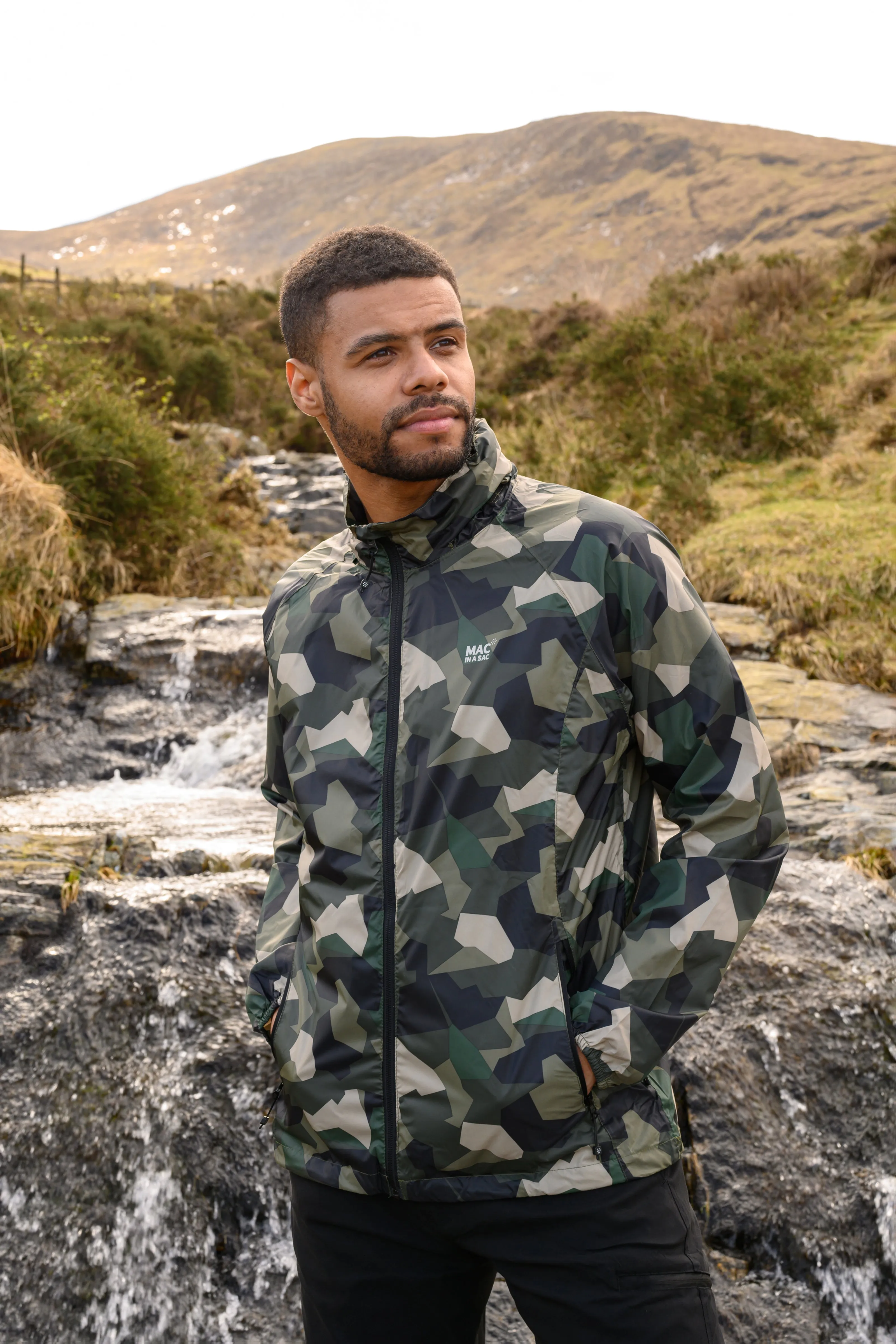 Origin Packable Waterproof Jacket - Green Camo