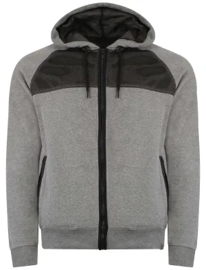 Owen Mesh Panel Zip Through Hoodie in Mid Grey Marl - Dissident